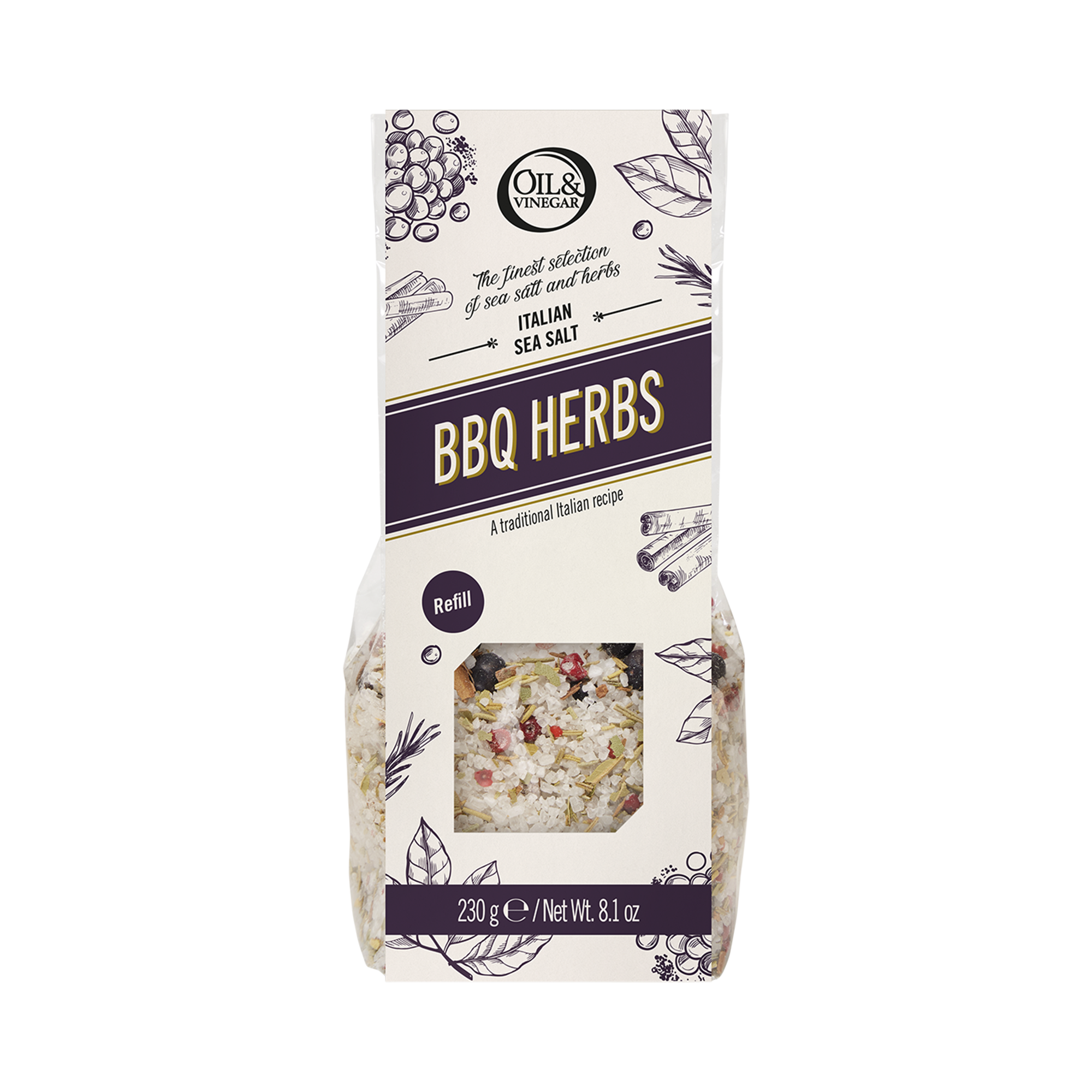 Italienisches Meersalz mit BBQ-Kräutern Nachfüllpackung - 230 g Italienisches Meersalz mit BBQ-Kräutern Nachfüllpackung - 230 g