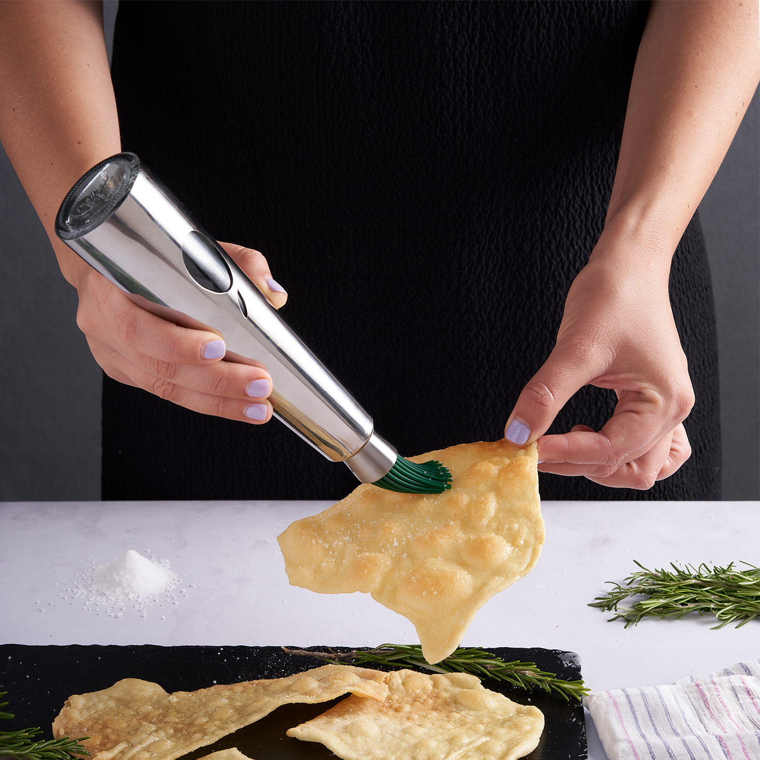 Pinselausgießer für Olivenöl - Edelstahl und Silikon Pinselausgießer für Olivenöl - Edelstahl und Silikon