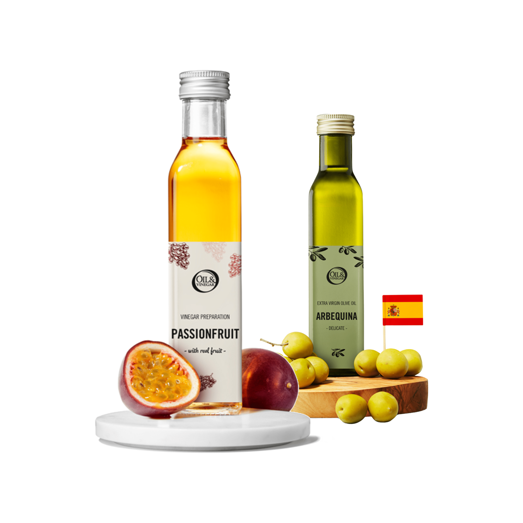 Passionsfrucht- und Arbequina-Duo – 2x250 ml Passionsfrucht- und Arbequina-Duo – 2x250 ml