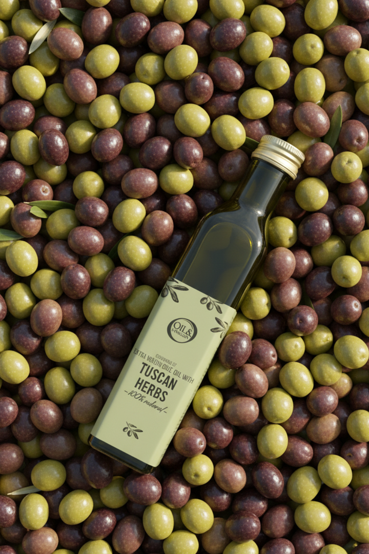 Natives Olivenöl Extra mit Toskanischen Kräutern - 250 ml Natives Olivenöl Extra mit Toskanischen Kräutern - 250 ml