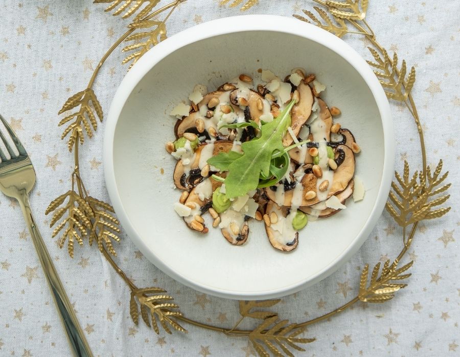 Portobello carpaccio met Truffle Soy Sauce