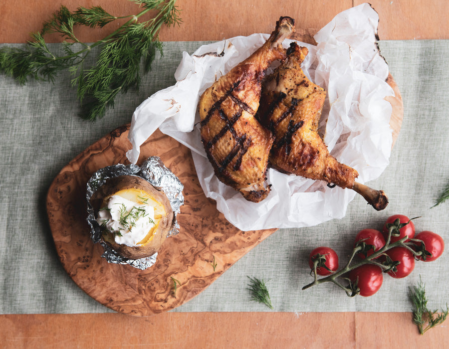 Hähnchenschenkel mit Whisky-Senf und Whisky-Essig