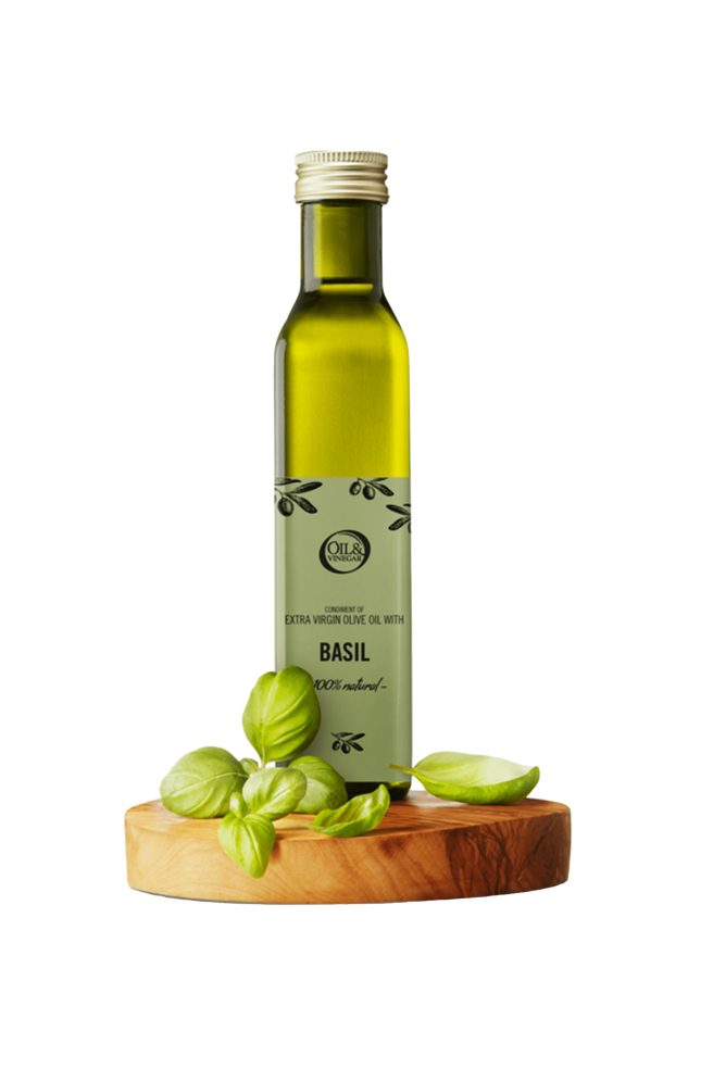 extra vierge olijfolie met basilicum