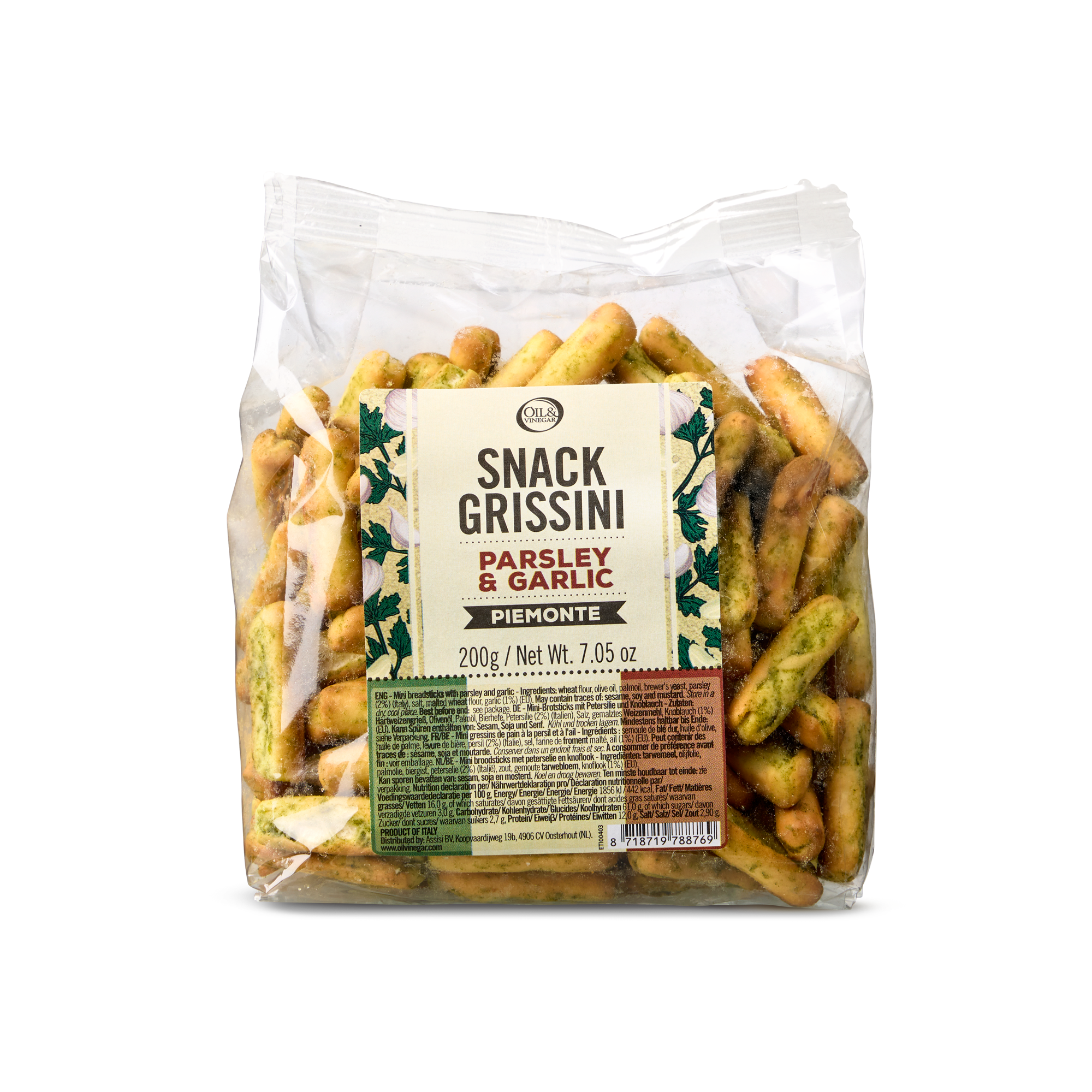 Grissini Piemonte – Brotstangen mit Knoblauch und Petersilie – 200g