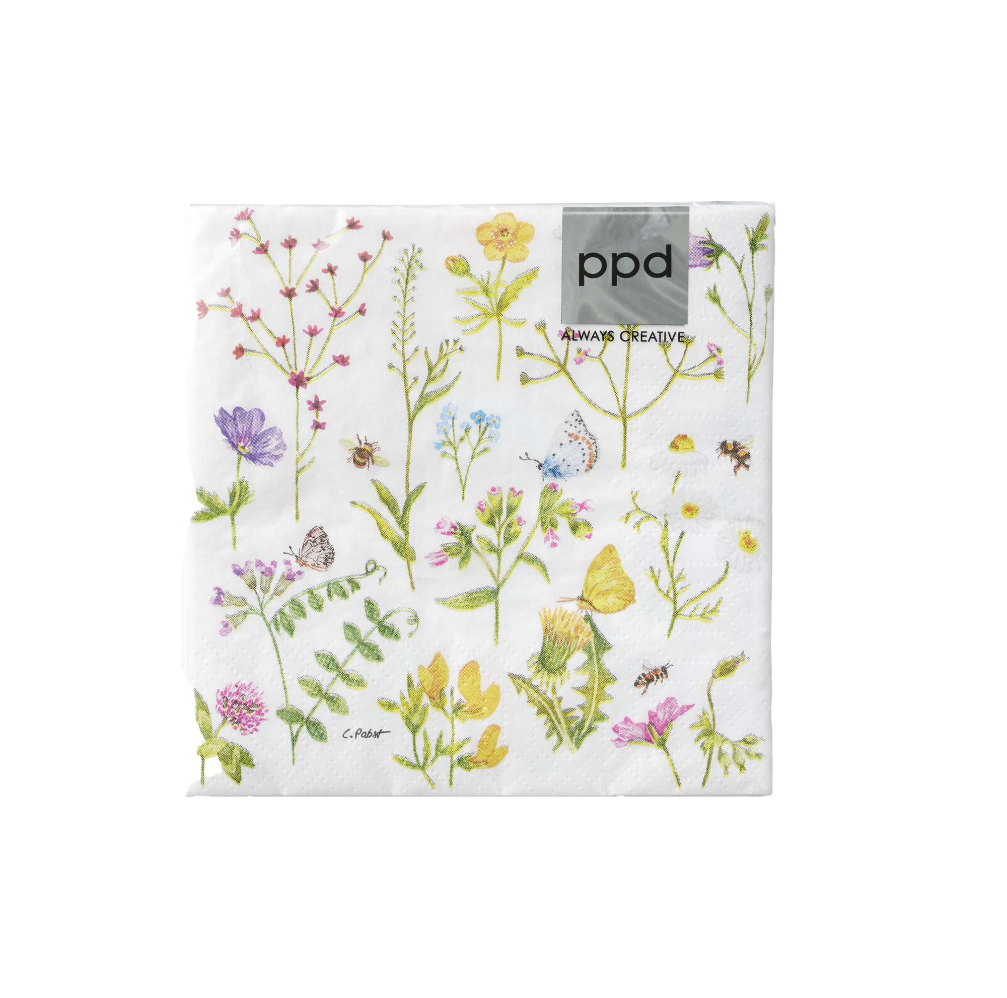 Serviette mit Blumen - 25x25 cm - Set mit 20 Stück