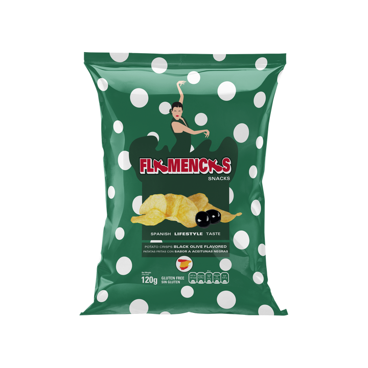 Flamencas Schwarze Oliven Chips - 120 g