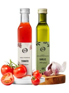 Tomaten-Agrodolce & Natives Olivenöl Extra mit Knoblauch - 2x 250ml